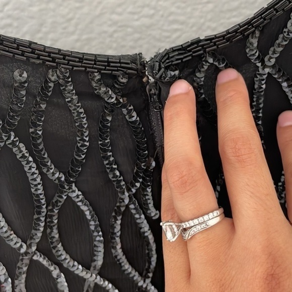 Vintage Lawrence Kazar New York 100% Silk Sequins & Beaded Cocktail Dress 0044 - Picture 10 of 10